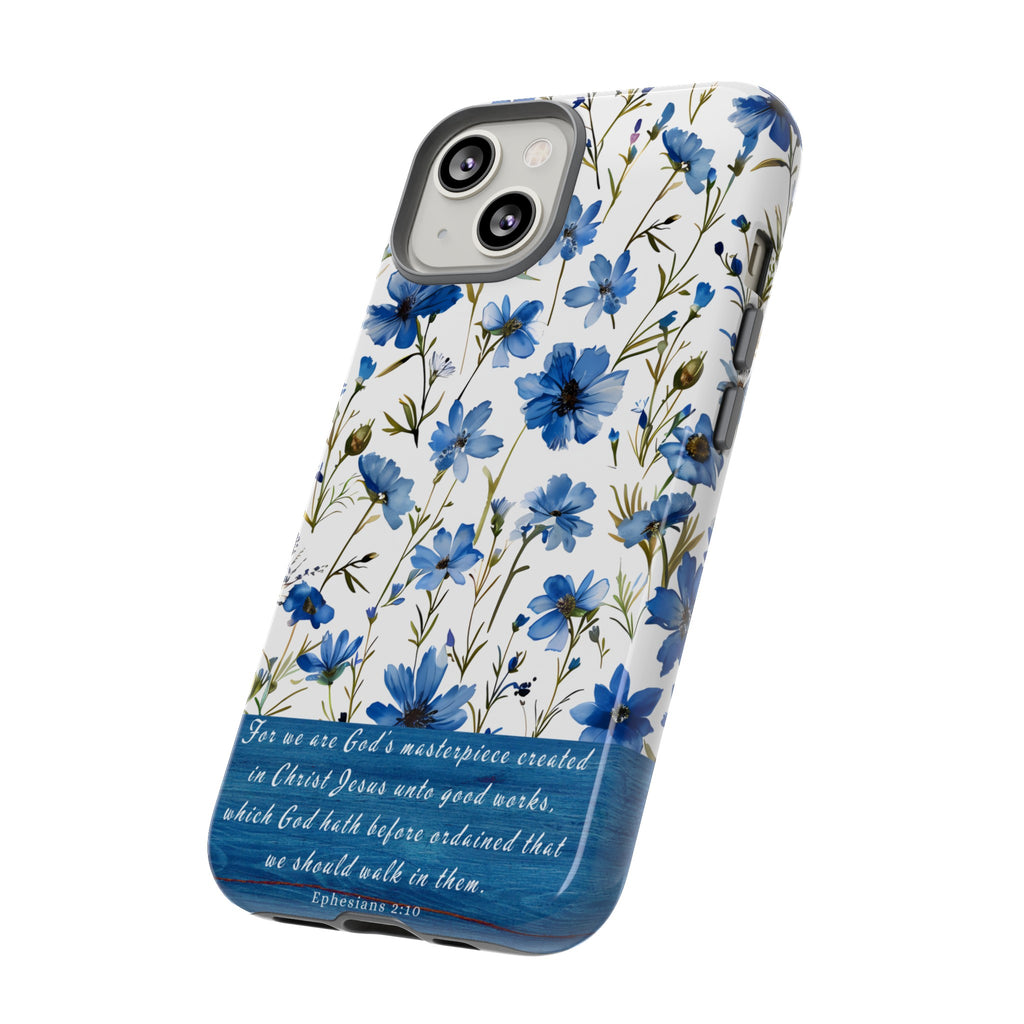 Ephesians 2:10 God's Masterpiece Christian Floral Pattern Phone Case Christian Religious Gifts iPhone Samsung Galaxy Google Pixel Phone Case