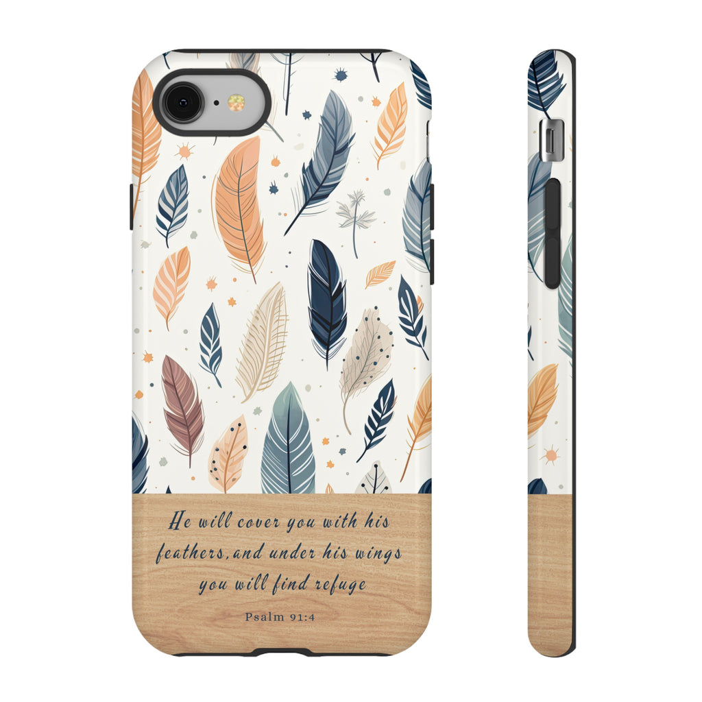 Psalm 91:4 He Will Cover You With His Feathers Phone Case Gift For Christians iPhone Samsung Galaxy Google Pixel Bible Verse Phone Case