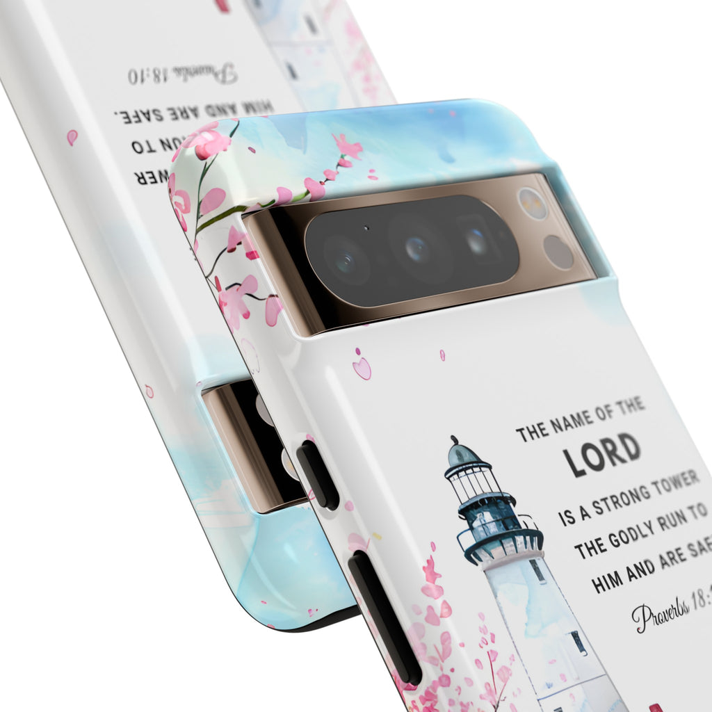 Proverbs 18:10 The Name Of The Lord Is A Strong Tower Premium Christian iphone Samsung Google Pixel Phone Case