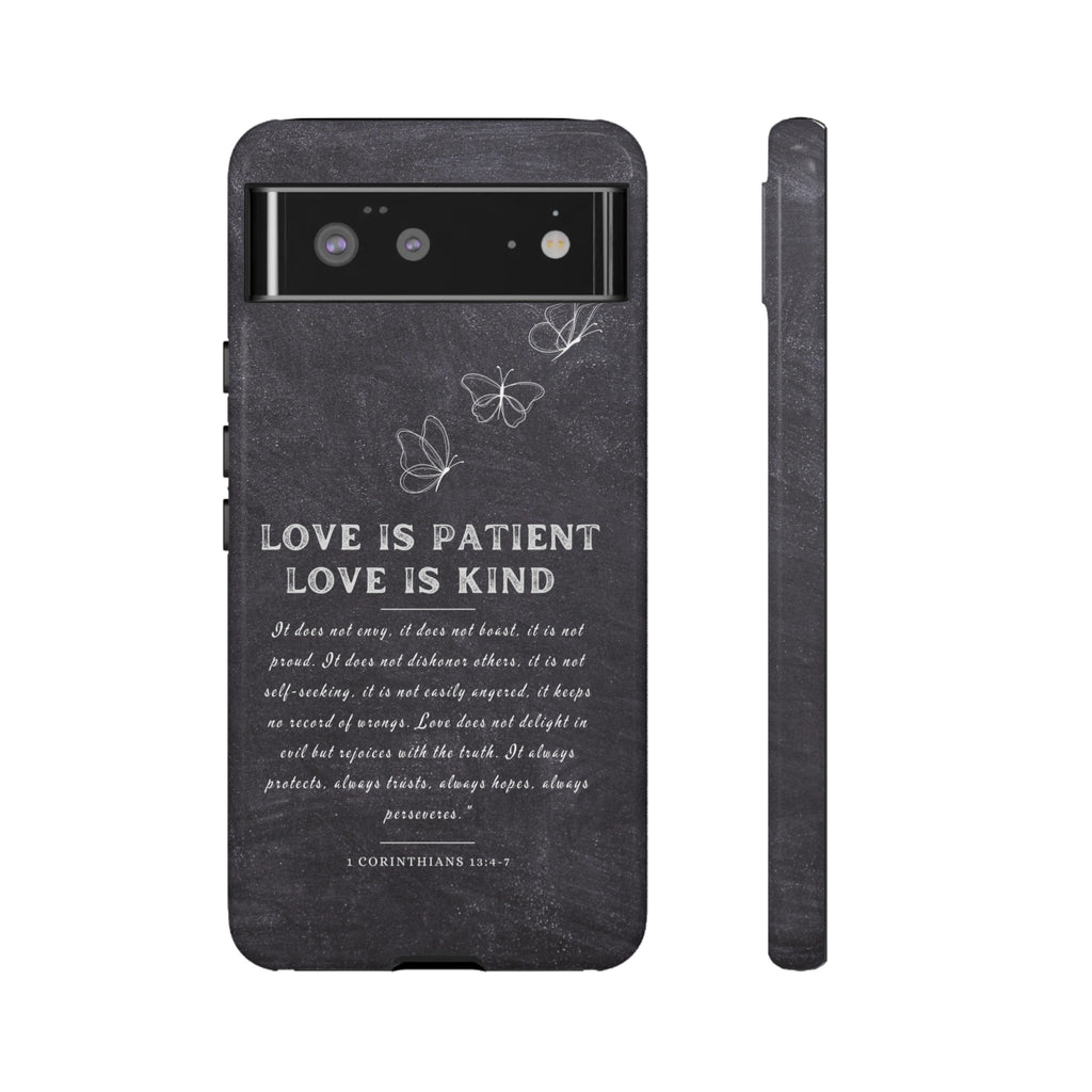 Love Is Patient Love Is Kind 1 Corinthians 13 Bible Verse iPhone Samsung Galaxy Google Pixel Christian Premium Phone Case