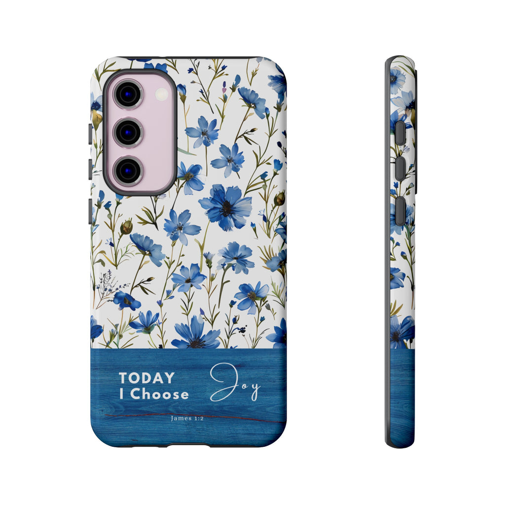 Today I Choose Joy James 1:2 Blue Floral Christian Phone Case