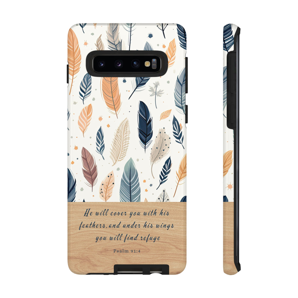 Psalm 91:4 He Will Cover You With His Feathers Phone Case Gift For Christians iPhone Samsung Galaxy Google Pixel Bible Verse Phone Case