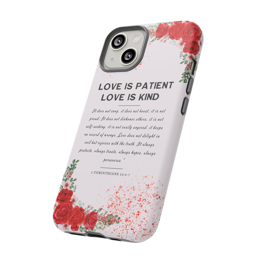 Love Is Patient Love Is Kind 1 Corinthians 13 Bible Verse iPhone Samsung Galaxy Google Pixel Christian Premium Phone Case