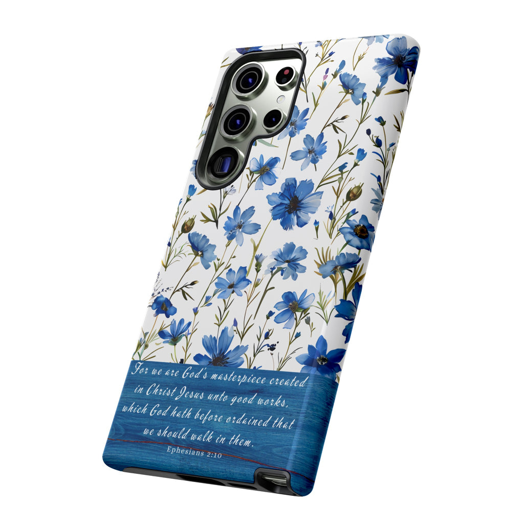 Ephesians 2:10 God's Masterpiece Christian Floral Pattern Phone Case Christian Religious Gifts iPhone Samsung Galaxy Google Pixel Phone Case