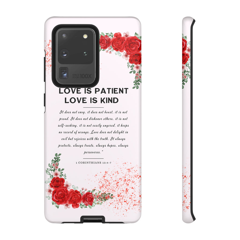 Love Is Patient Love Is Kind 1 Corinthians 13 Bible Verse iPhone Samsung Galaxy Google Pixel Christian Premium Phone Case