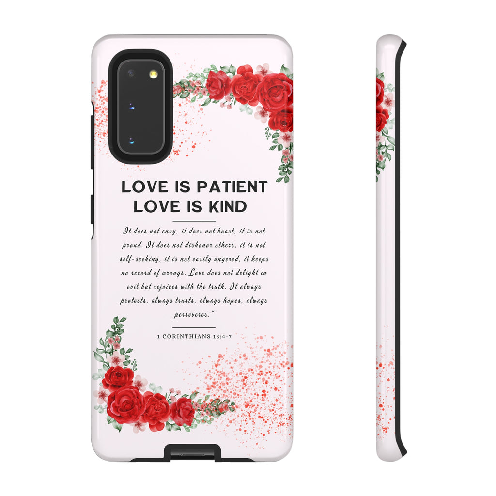 Love Is Patient Love Is Kind 1 Corinthians 13 Bible Verse iPhone Samsung Galaxy Google Pixel Christian Premium Phone Case