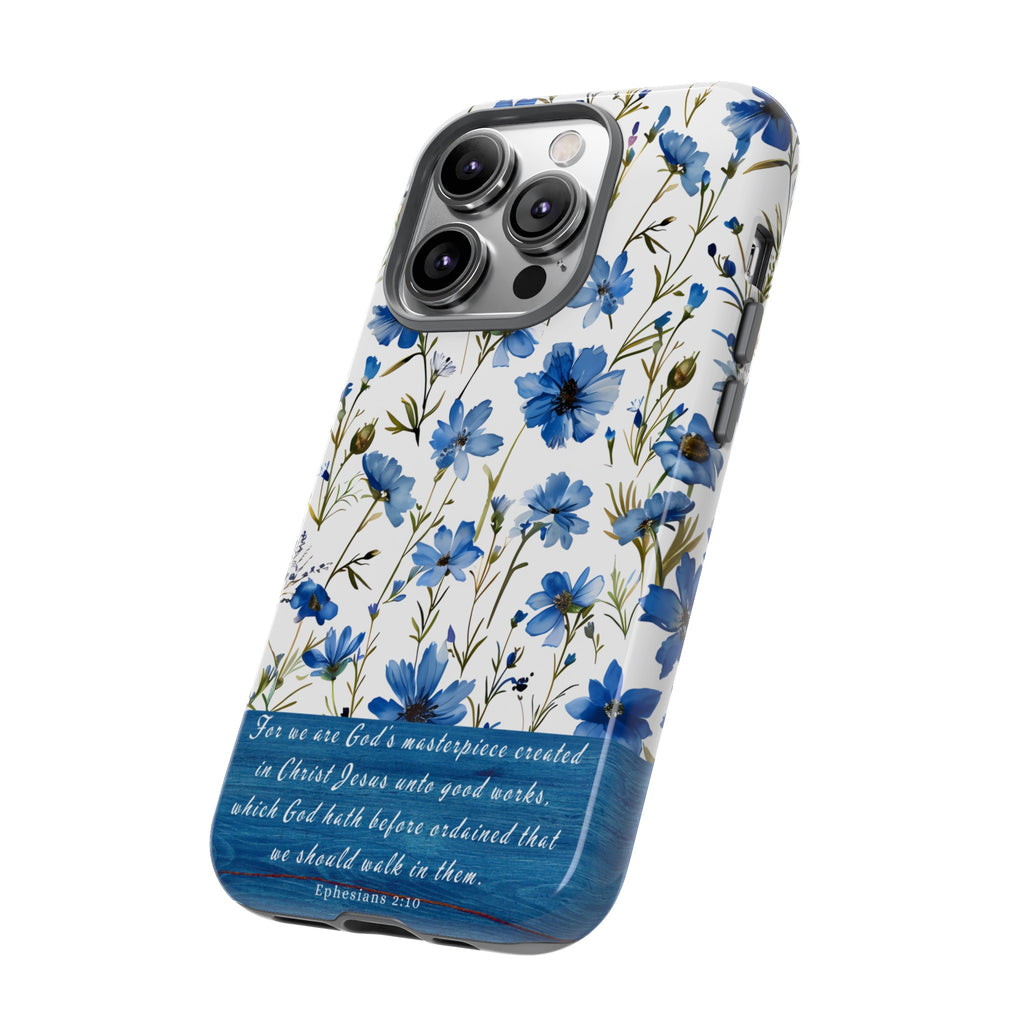 Ephesians 2:10 God's Masterpiece Christian Floral Pattern Phone Case Christian Religious Gifts iPhone Samsung Galaxy Google Pixel Phone Case