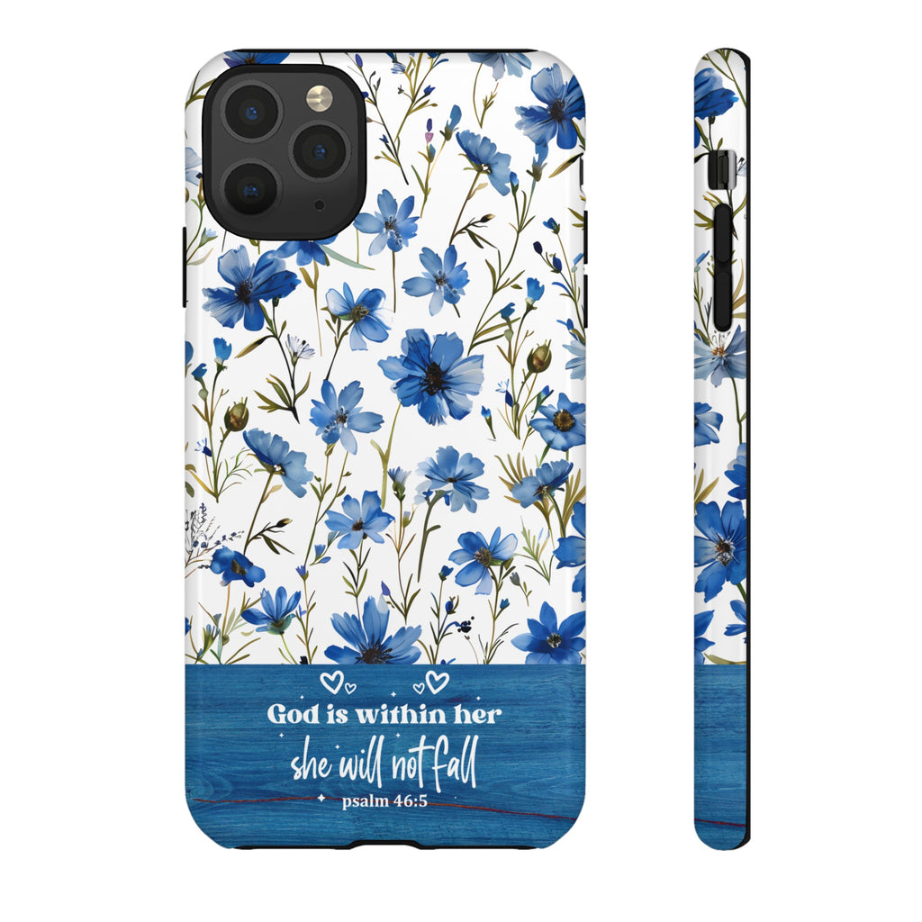 Psalm 46:5 God Is Within Her Christian Floral Pattern Phone Case Christian Religious Gifts iPhone Samsung Galaxy Google Pixel Phone Case