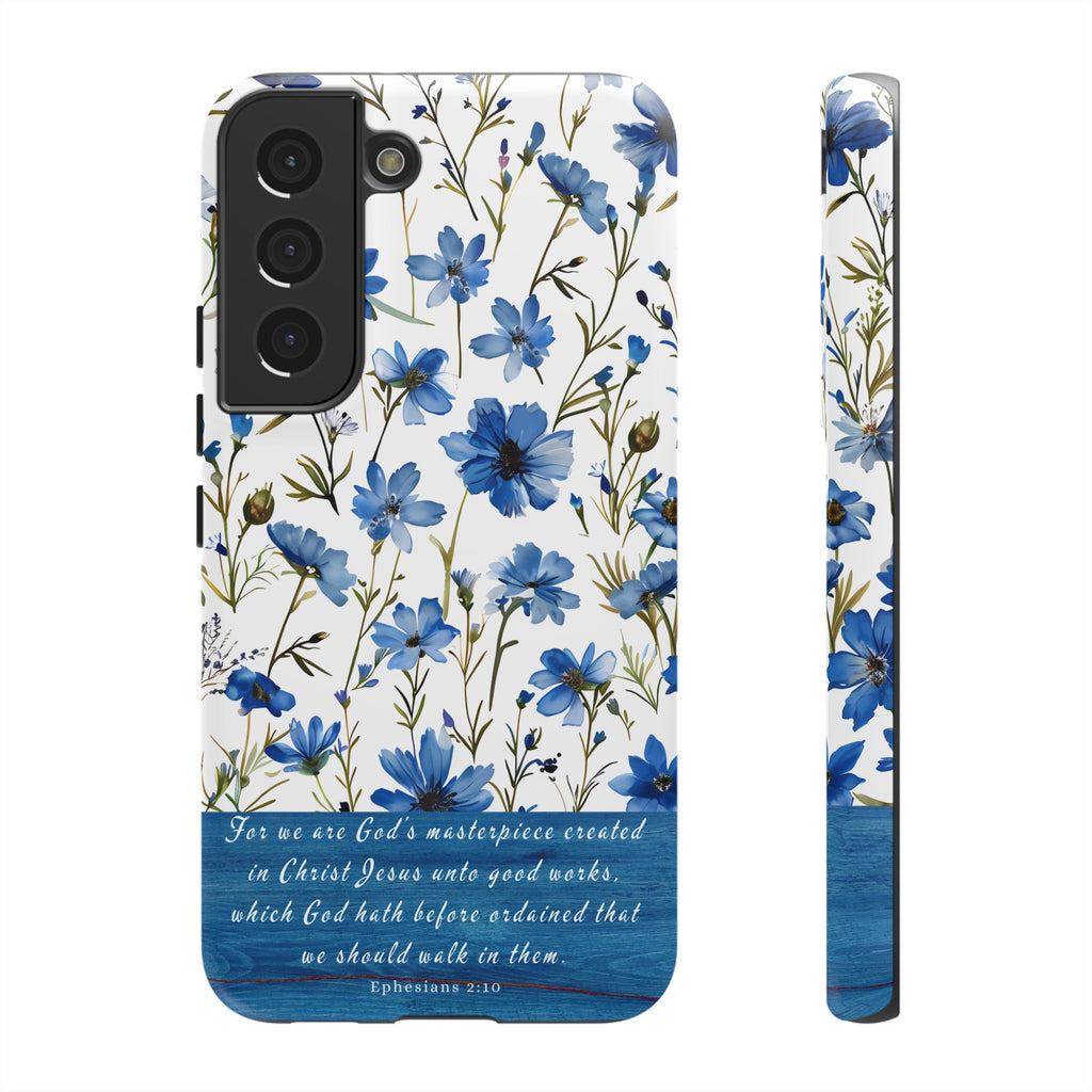 Ephesians 2:10 God's Masterpiece Christian Floral Pattern Phone Case Christian Religious Gifts iPhone Samsung Galaxy Google Pixel Phone Case