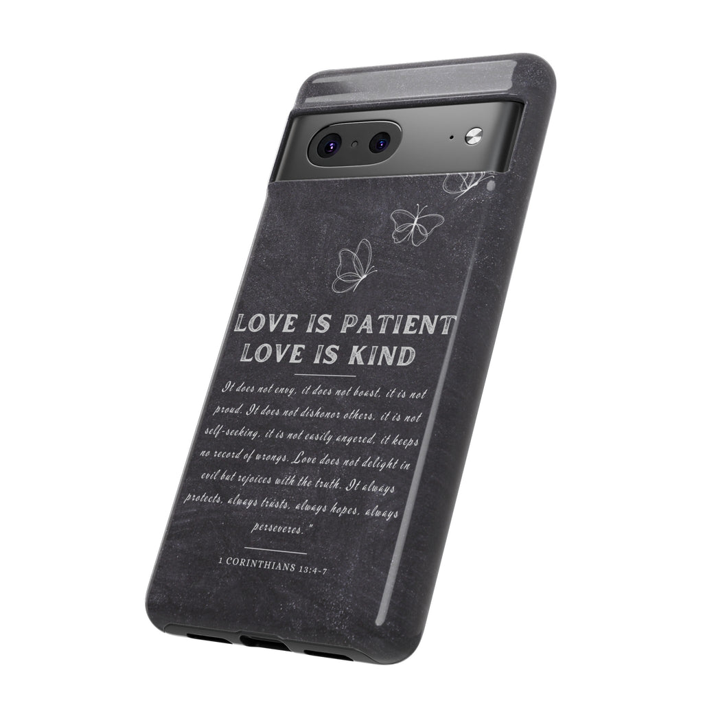 Love Is Patient Love Is Kind 1 Corinthians 13 Bible Verse iPhone Samsung Galaxy Google Pixel Christian Premium Phone Case