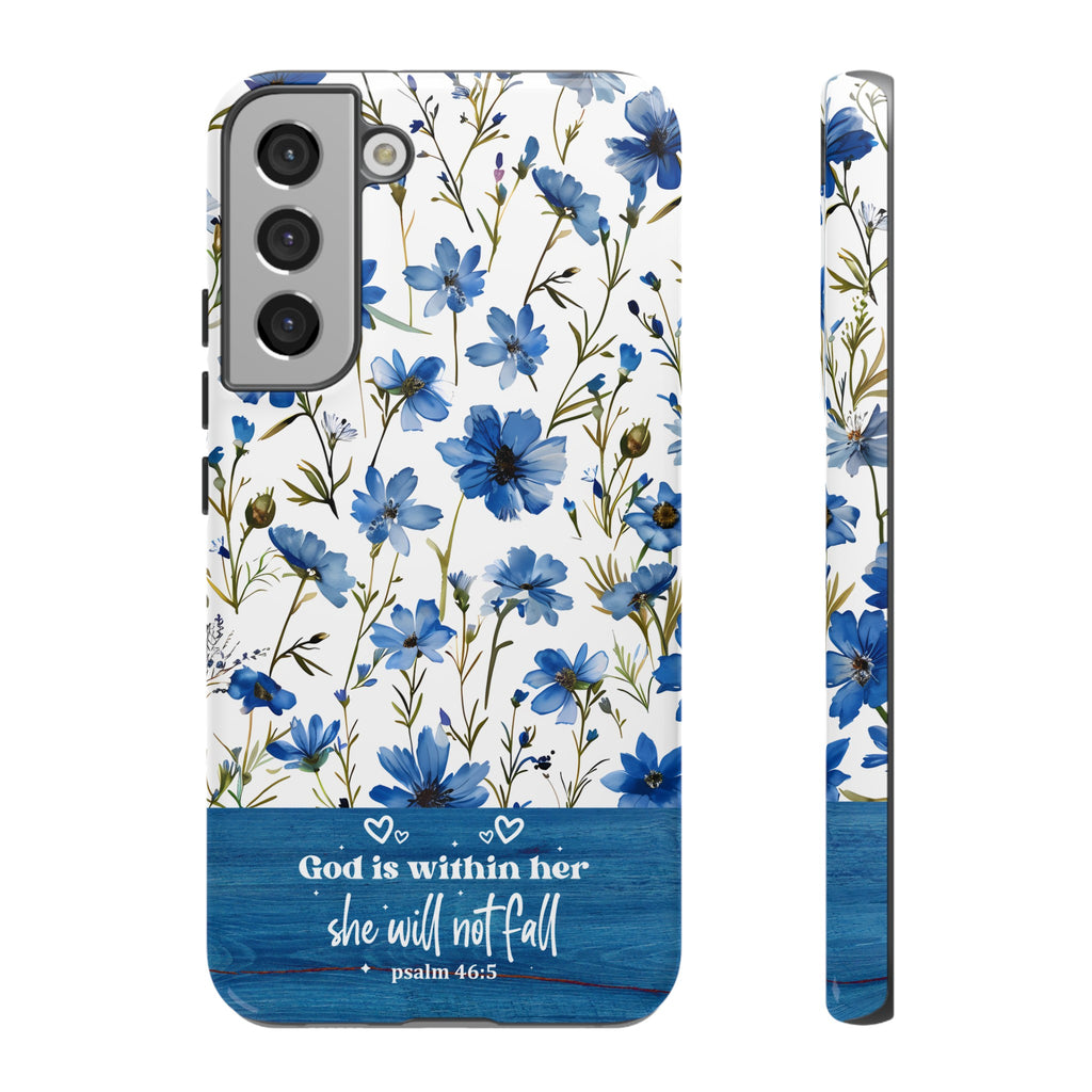 Psalm 46:5 God Is Within Her Christian Floral Pattern Phone Case Christian Religious Gifts iPhone Samsung Galaxy Google Pixel Phone Case