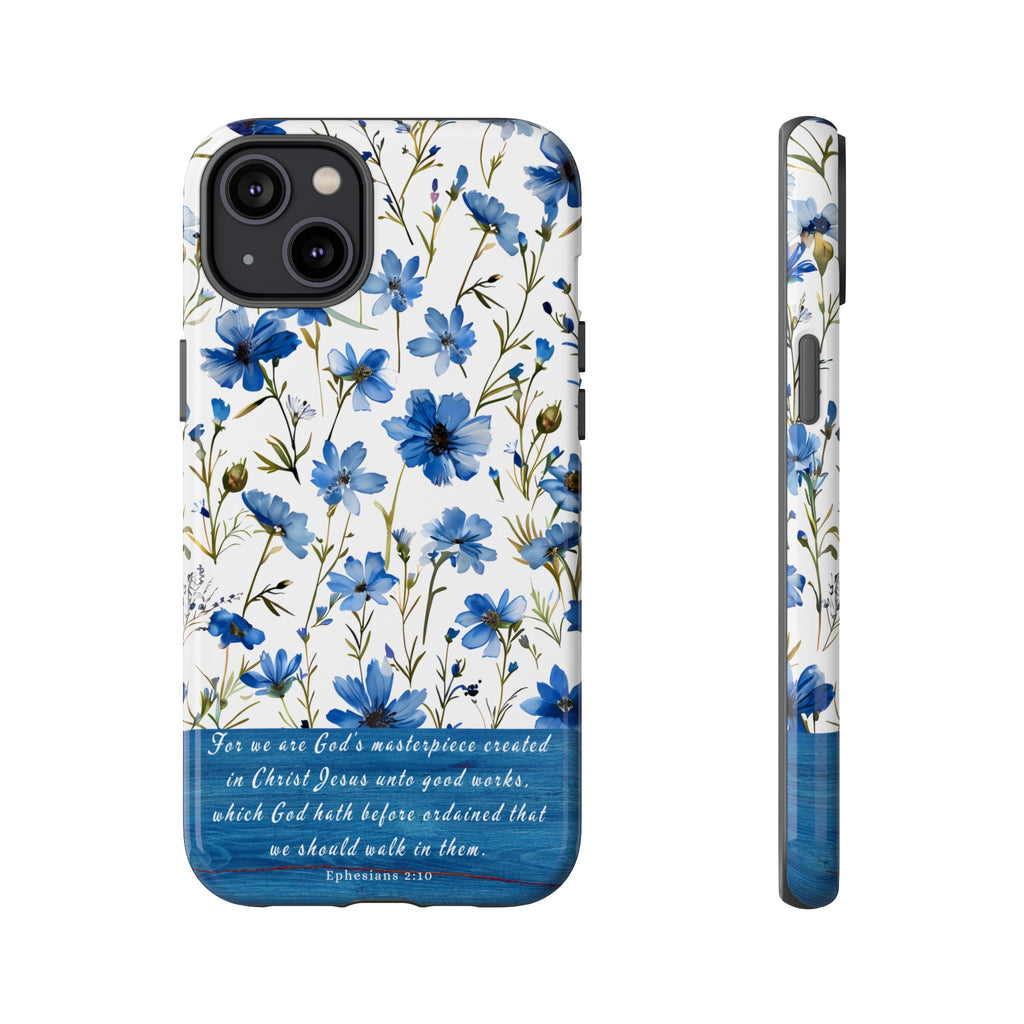 Ephesians 2:10 God's Masterpiece Christian Floral Pattern Phone Case Christian Religious Gifts iPhone Samsung Galaxy Google Pixel Phone Case