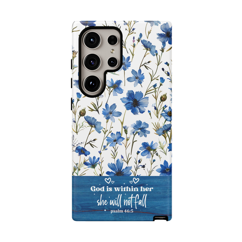 Psalm 46:5 God Is Within Her Christian Floral Pattern Phone Case Christian Religious Gifts iPhone Samsung Galaxy Google Pixel Phone Case