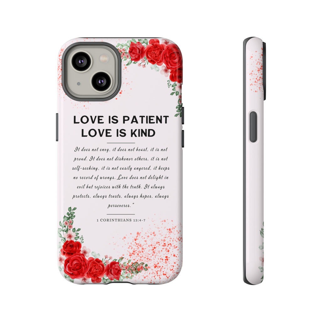 Love Is Patient Love Is Kind 1 Corinthians 13 Bible Verse iPhone Samsung Galaxy Google Pixel Christian Premium Phone Case