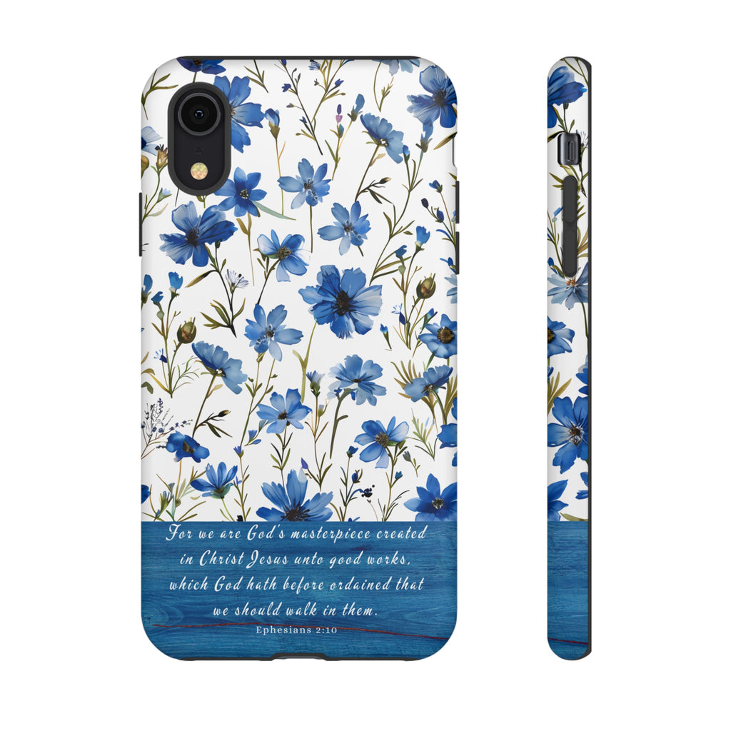 Ephesians 2:10 God's Masterpiece Christian Floral Pattern Phone Case Christian Religious Gifts iPhone Samsung Galaxy Google Pixel Phone Case