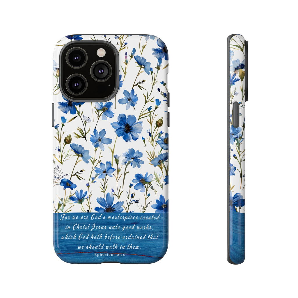 Ephesians 2:10 God's Masterpiece Christian Floral Pattern Phone Case Christian Religious Gifts iPhone Samsung Galaxy Google Pixel Phone Case