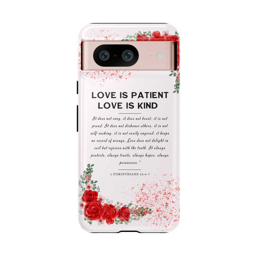 Love Is Patient Love Is Kind 1 Corinthians 13 Bible Verse iPhone Samsung Galaxy Google Pixel Christian Premium Phone Case