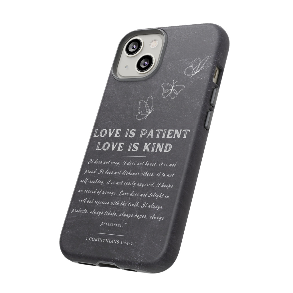 Love Is Patient Love Is Kind 1 Corinthians 13 Bible Verse iPhone Samsung Galaxy Google Pixel Christian Premium Phone Case