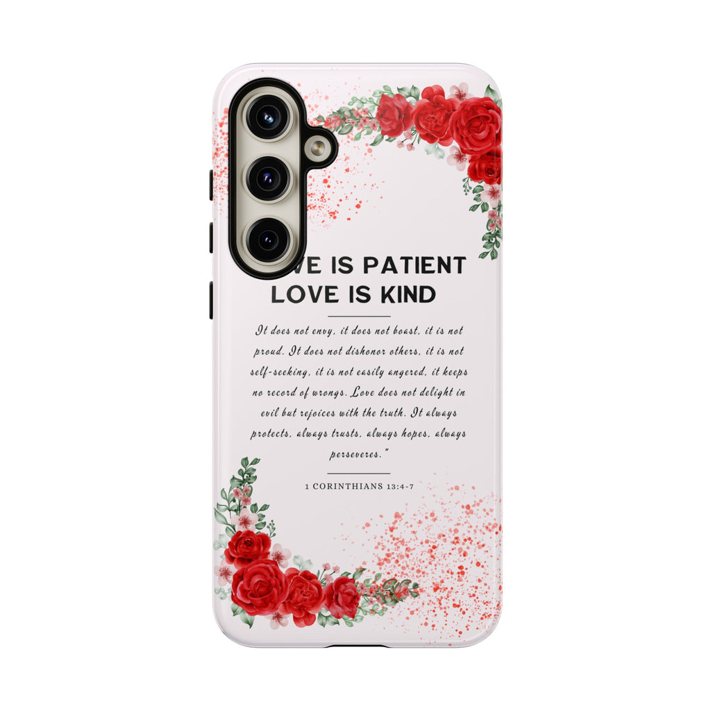 Love Is Patient Love Is Kind 1 Corinthians 13 Bible Verse iPhone Samsung Galaxy Google Pixel Christian Premium Phone Case