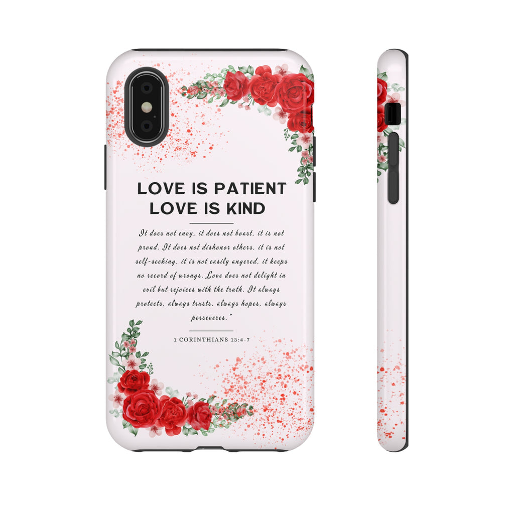 Love Is Patient Love Is Kind 1 Corinthians 13 Bible Verse iPhone Samsung Galaxy Google Pixel Christian Premium Phone Case