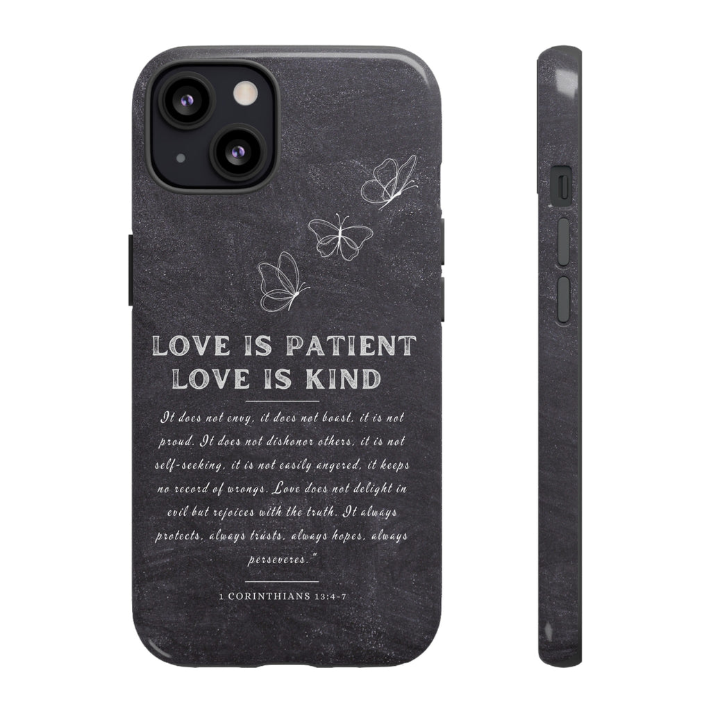 Love Is Patient Love Is Kind 1 Corinthians 13 Bible Verse iPhone Samsung Galaxy Google Pixel Christian Premium Phone Case