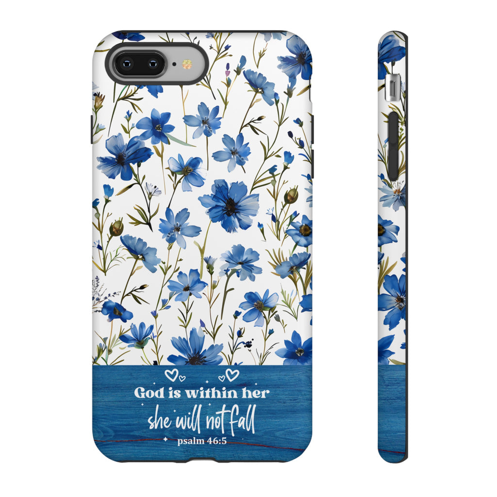 Psalm 46:5 God Is Within Her Christian Floral Pattern Phone Case Christian Religious Gifts iPhone Samsung Galaxy Google Pixel Phone Case