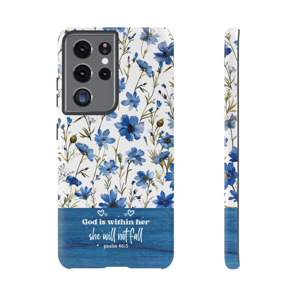 Psalm 46:5 God Is Within Her Christian Floral Pattern Phone Case Christian Religious Gifts iPhone Samsung Galaxy Google Pixel Phone Case