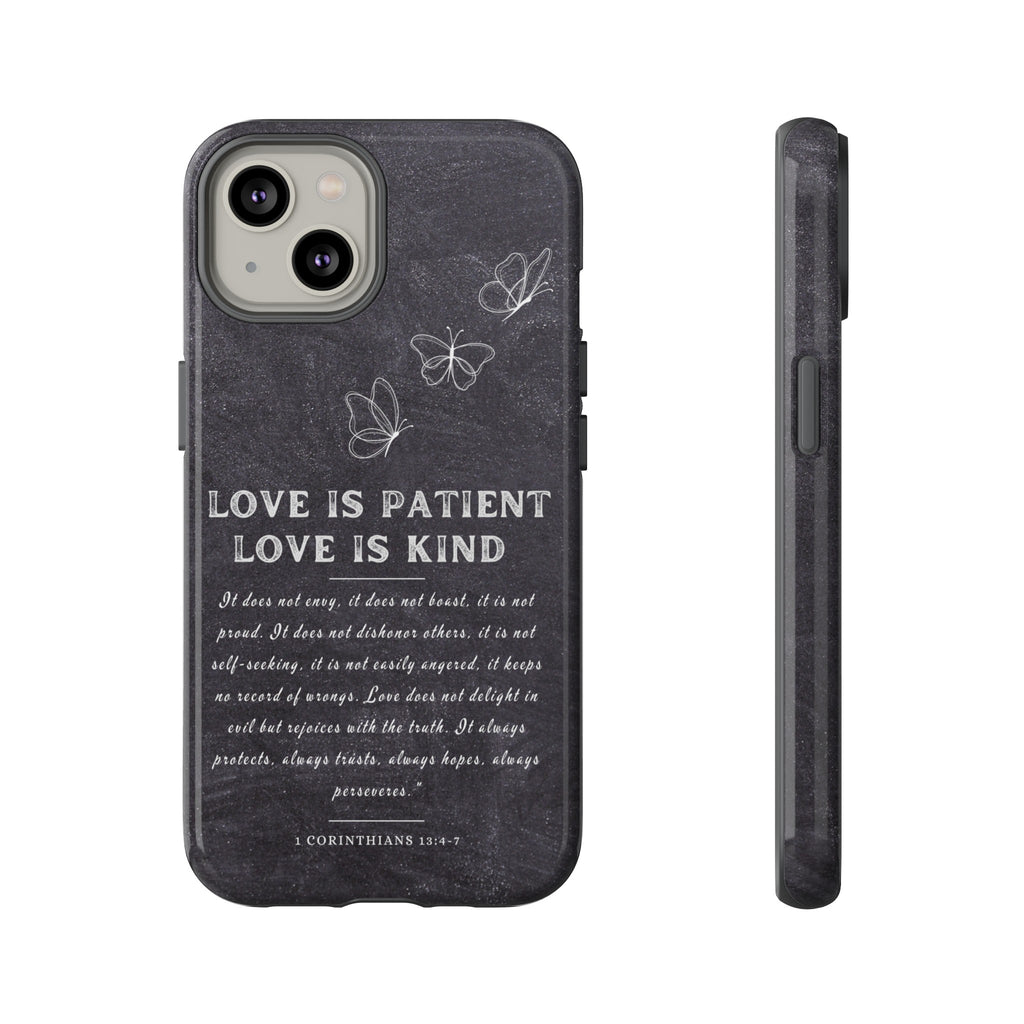 Love Is Patient Love Is Kind 1 Corinthians 13 Bible Verse iPhone Samsung Galaxy Google Pixel Christian Premium Phone Case