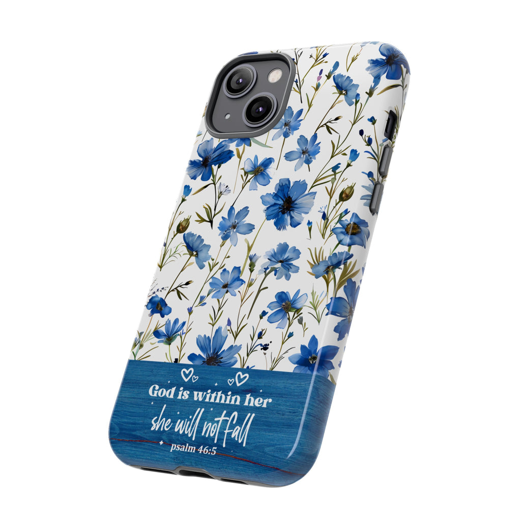 Psalm 46:5 God Is Within Her Christian Floral Pattern Phone Case Christian Religious Gifts iPhone Samsung Galaxy Google Pixel Phone Case