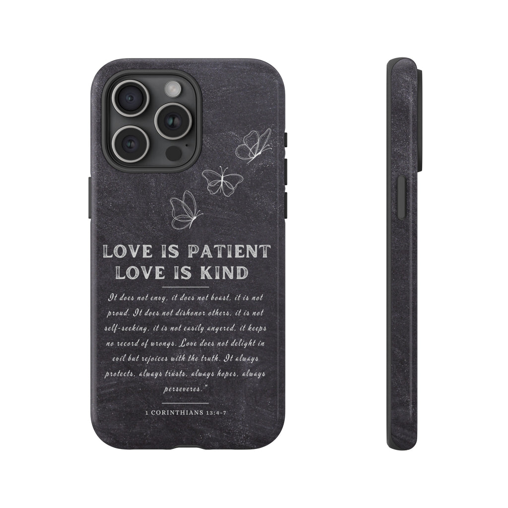 Love Is Patient Love Is Kind 1 Corinthians 13 Bible Verse iPhone Samsung Galaxy Google Pixel Christian Premium Phone Case