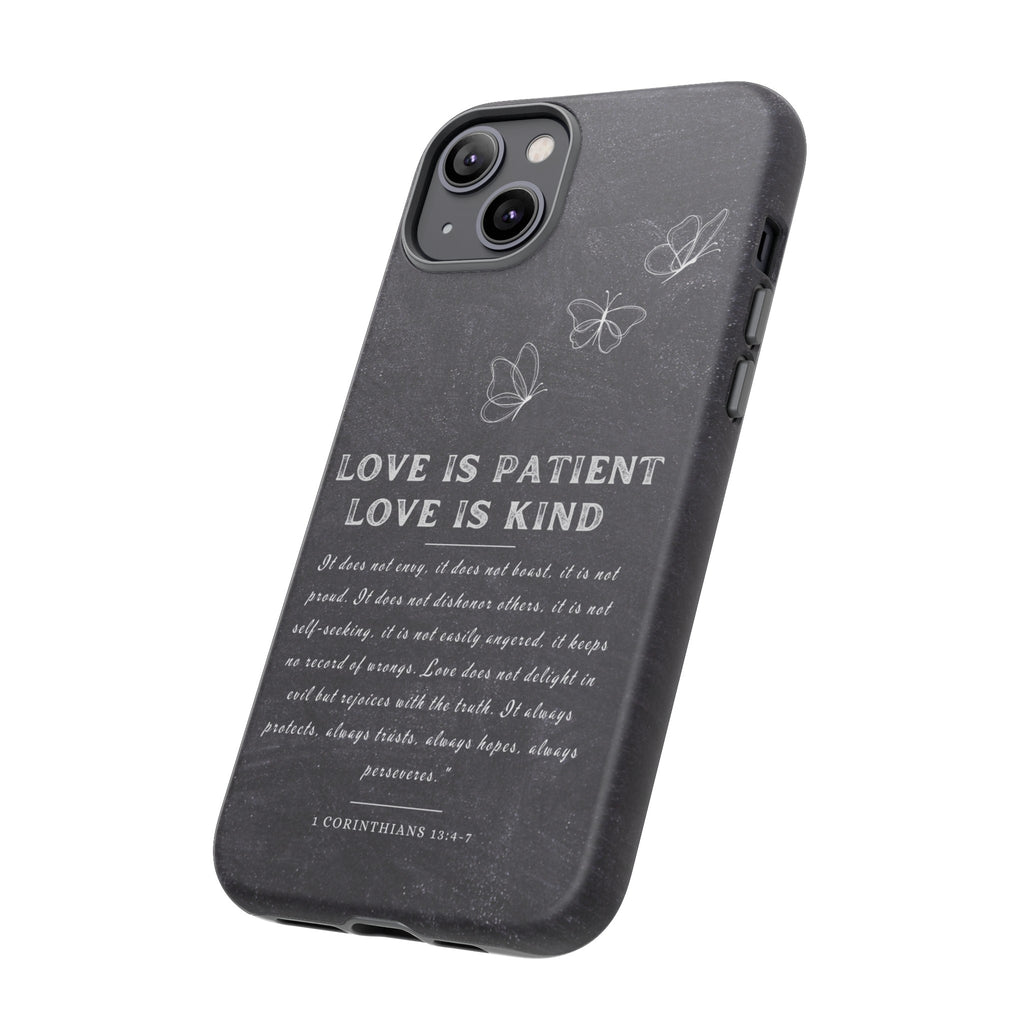 Love Is Patient Love Is Kind 1 Corinthians 13 Bible Verse iPhone Samsung Galaxy Google Pixel Christian Premium Phone Case