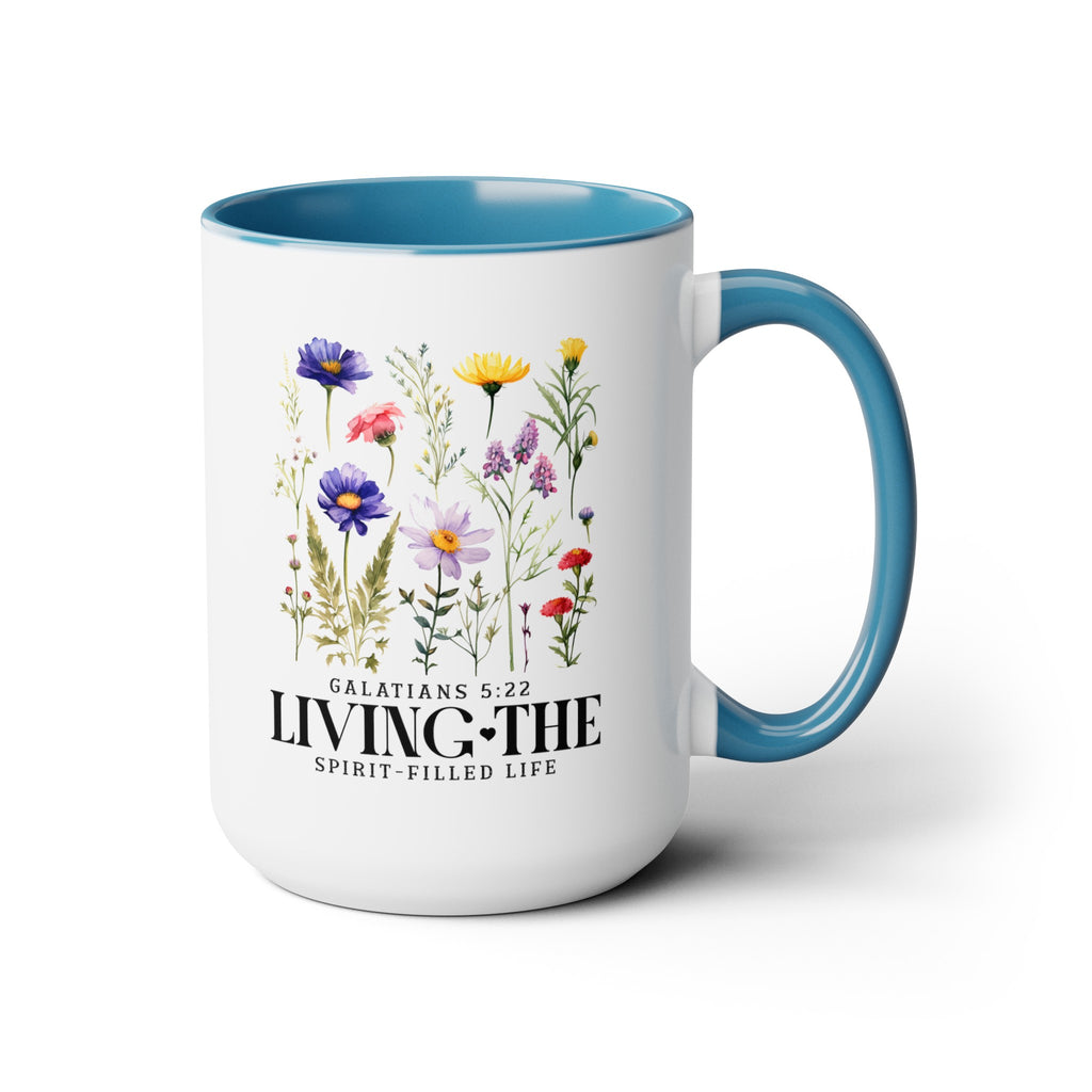 Living The Spirit Filled Life Galatians 5:22 Christian Floral Coffee Mug