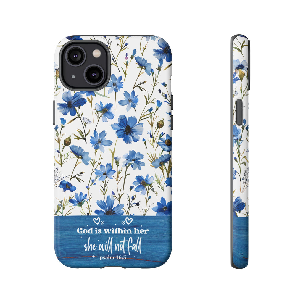 Psalm 46:5 God Is Within Her Christian Floral Pattern Phone Case Christian Religious Gifts iPhone Samsung Galaxy Google Pixel Phone Case