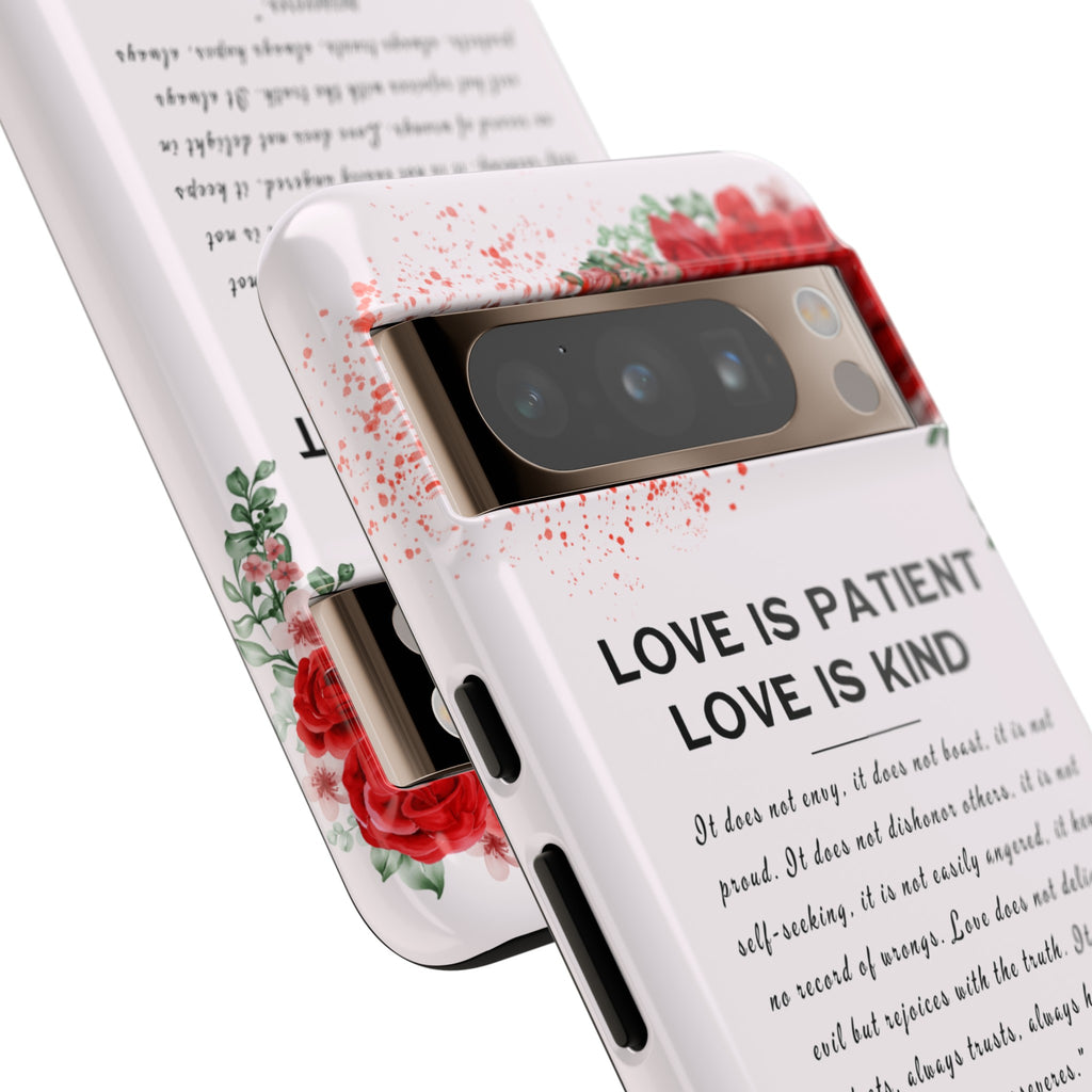 Love Is Patient Love Is Kind 1 Corinthians 13 Bible Verse iPhone Samsung Galaxy Google Pixel Christian Premium Phone Case