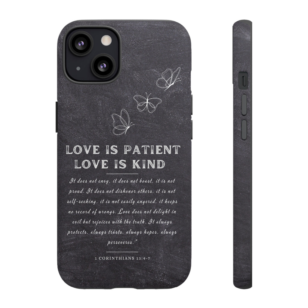 Love Is Patient Love Is Kind 1 Corinthians 13 Bible Verse iPhone Samsung Galaxy Google Pixel Christian Premium Phone Case