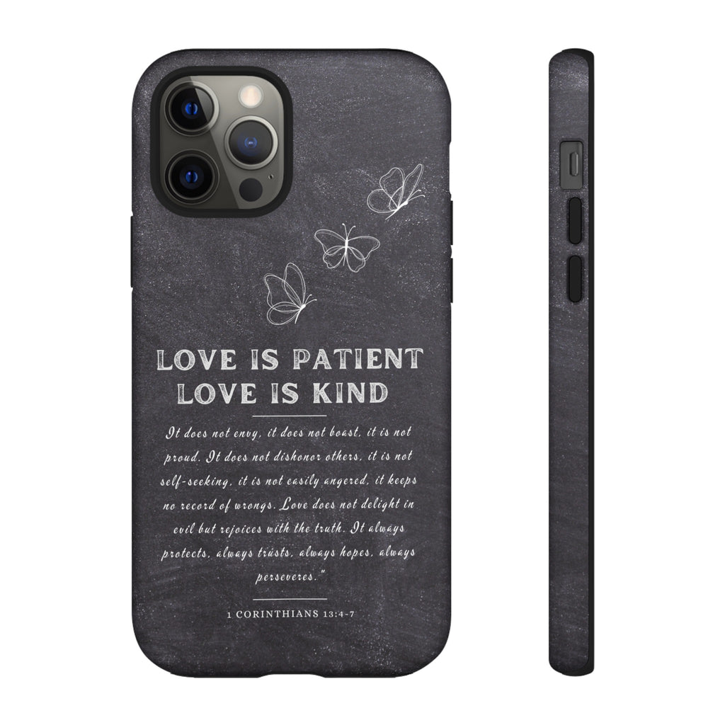 Love Is Patient Love Is Kind 1 Corinthians 13 Bible Verse iPhone Samsung Galaxy Google Pixel Christian Premium Phone Case