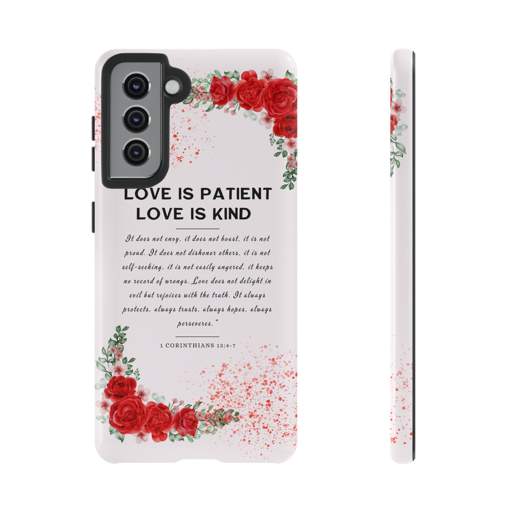 Love Is Patient Love Is Kind 1 Corinthians 13 Bible Verse iPhone Samsung Galaxy Google Pixel Christian Premium Phone Case