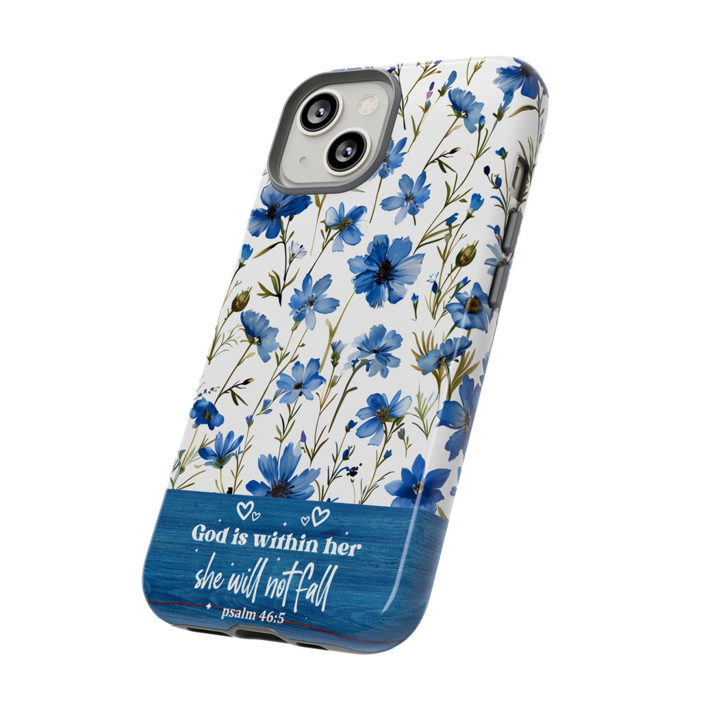 Psalm 46:5 God Is Within Her Christian Floral Pattern Phone Case Christian Religious Gifts iPhone Samsung Galaxy Google Pixel Phone Case