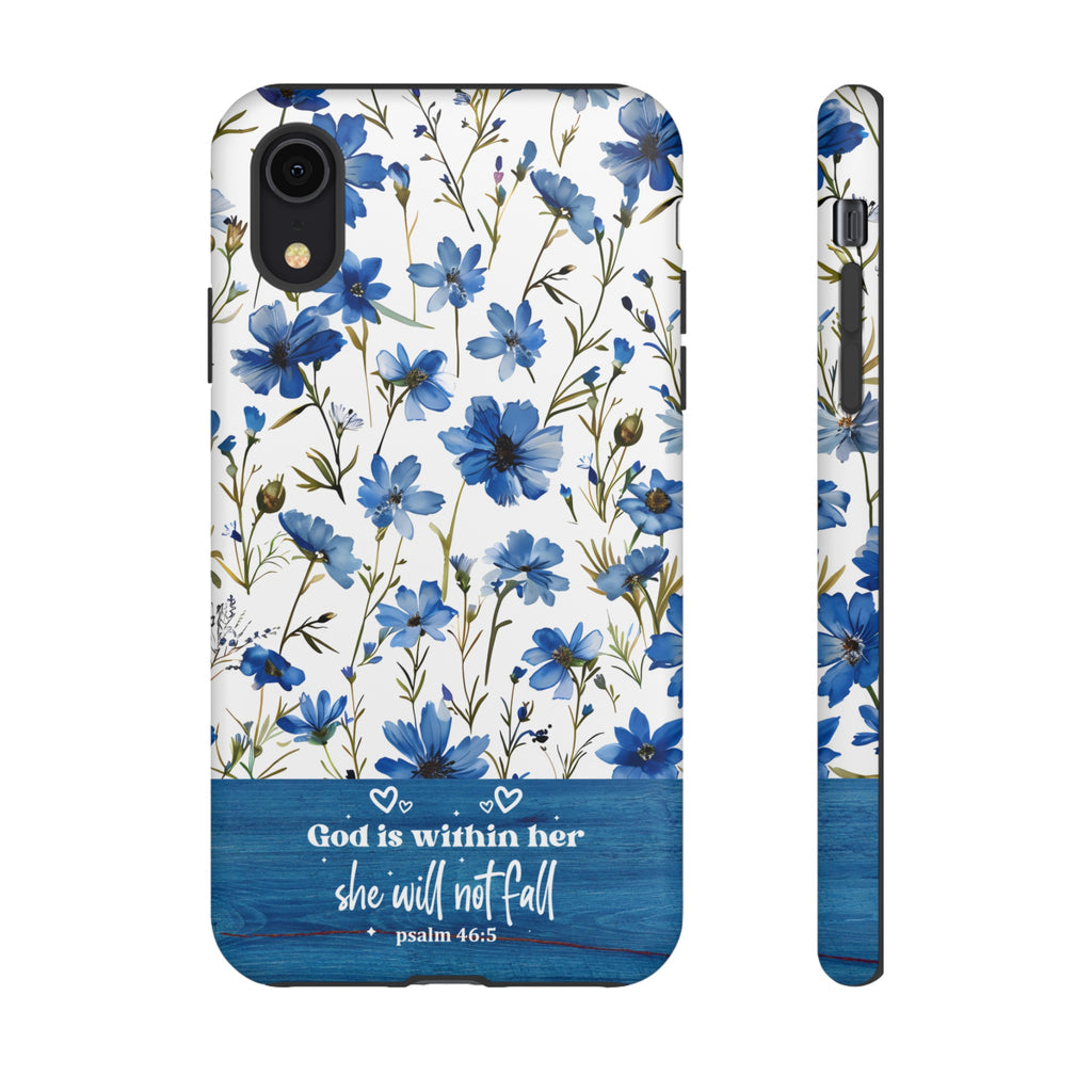 Psalm 46:5 God Is Within Her Christian Floral Pattern Phone Case Christian Religious Gifts iPhone Samsung Galaxy Google Pixel Phone Case