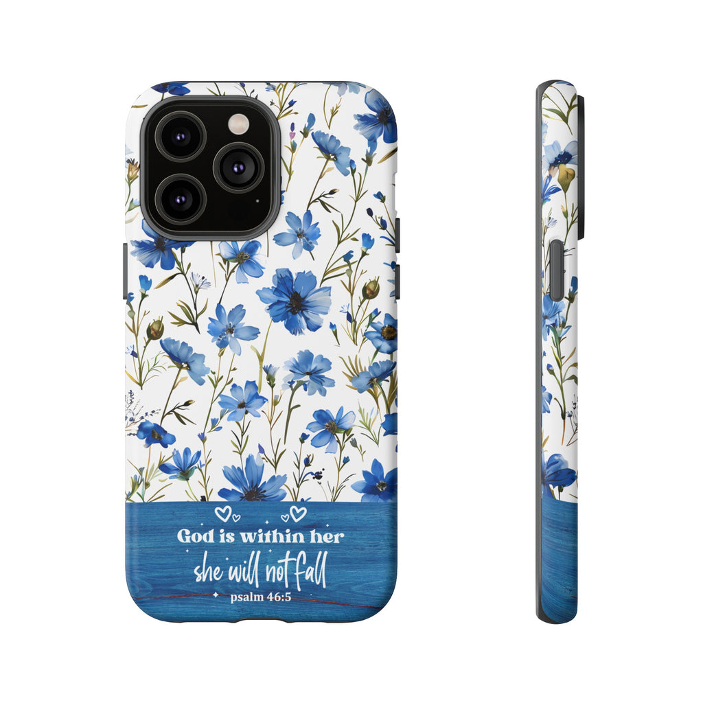 Psalm 46:5 God Is Within Her Christian Floral Pattern Phone Case Christian Religious Gifts iPhone Samsung Galaxy Google Pixel Phone Case