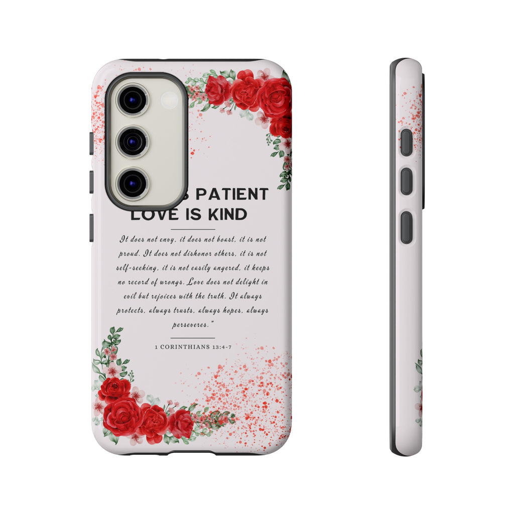 Love Is Patient Love Is Kind 1 Corinthians 13 Bible Verse iPhone Samsung Galaxy Google Pixel Christian Premium Phone Case