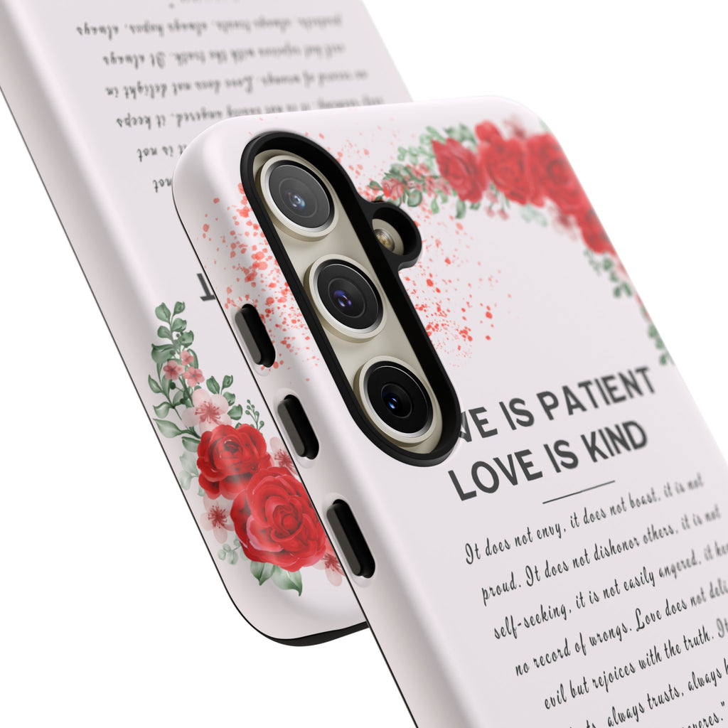 Love Is Patient Love Is Kind 1 Corinthians 13 Bible Verse iPhone Samsung Galaxy Google Pixel Christian Premium Phone Case