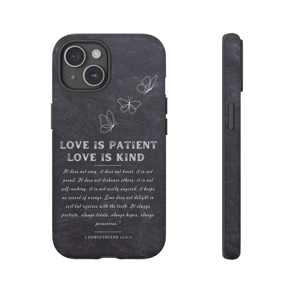 Love Is Patient Love Is Kind 1 Corinthians 13 Bible Verse iPhone Samsung Galaxy Google Pixel Christian Premium Phone Case