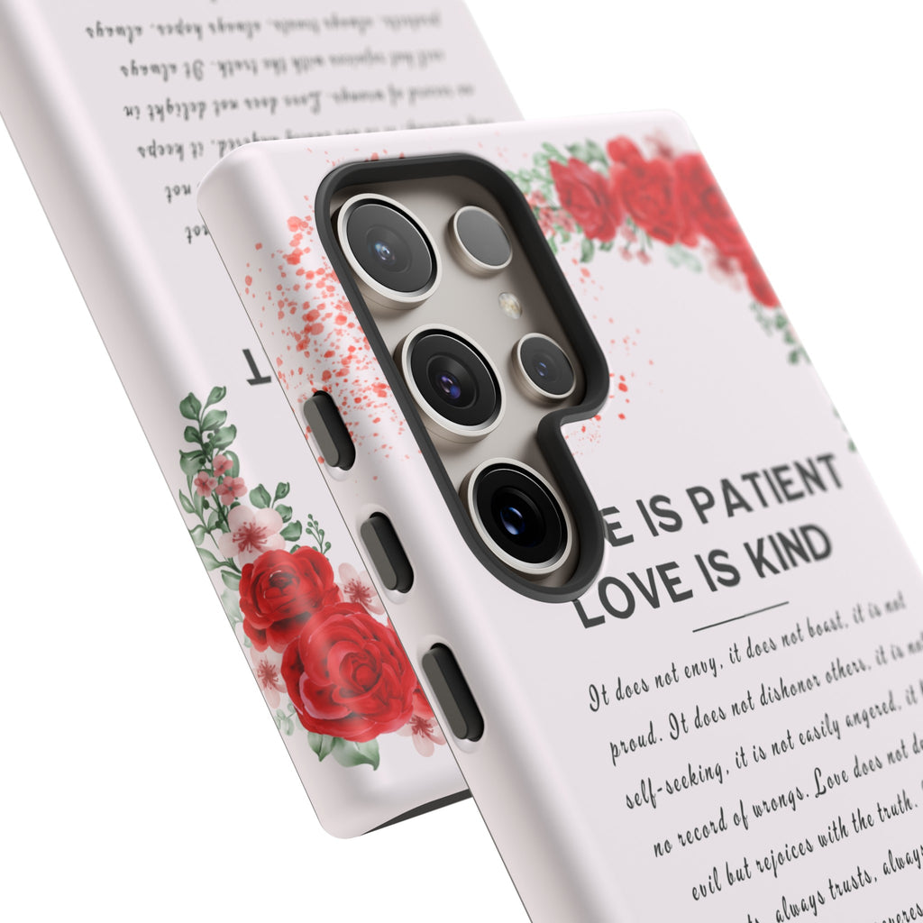 Love Is Patient Love Is Kind 1 Corinthians 13 Bible Verse iPhone Samsung Galaxy Google Pixel Christian Premium Phone Case