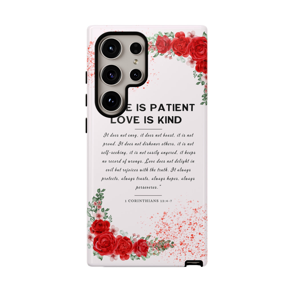 Love Is Patient Love Is Kind 1 Corinthians 13 Bible Verse iPhone Samsung Galaxy Google Pixel Christian Premium Phone Case