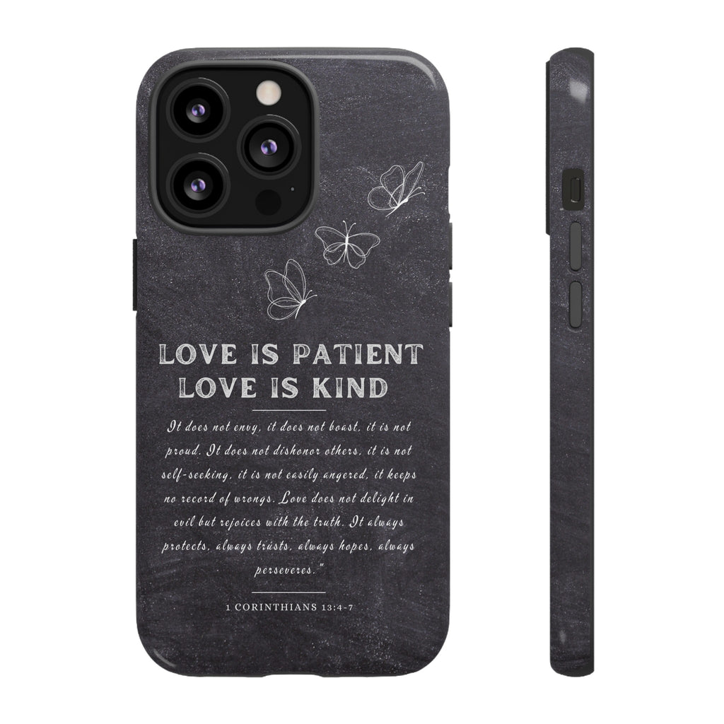 Love Is Patient Love Is Kind 1 Corinthians 13 Bible Verse iPhone Samsung Galaxy Google Pixel Christian Premium Phone Case