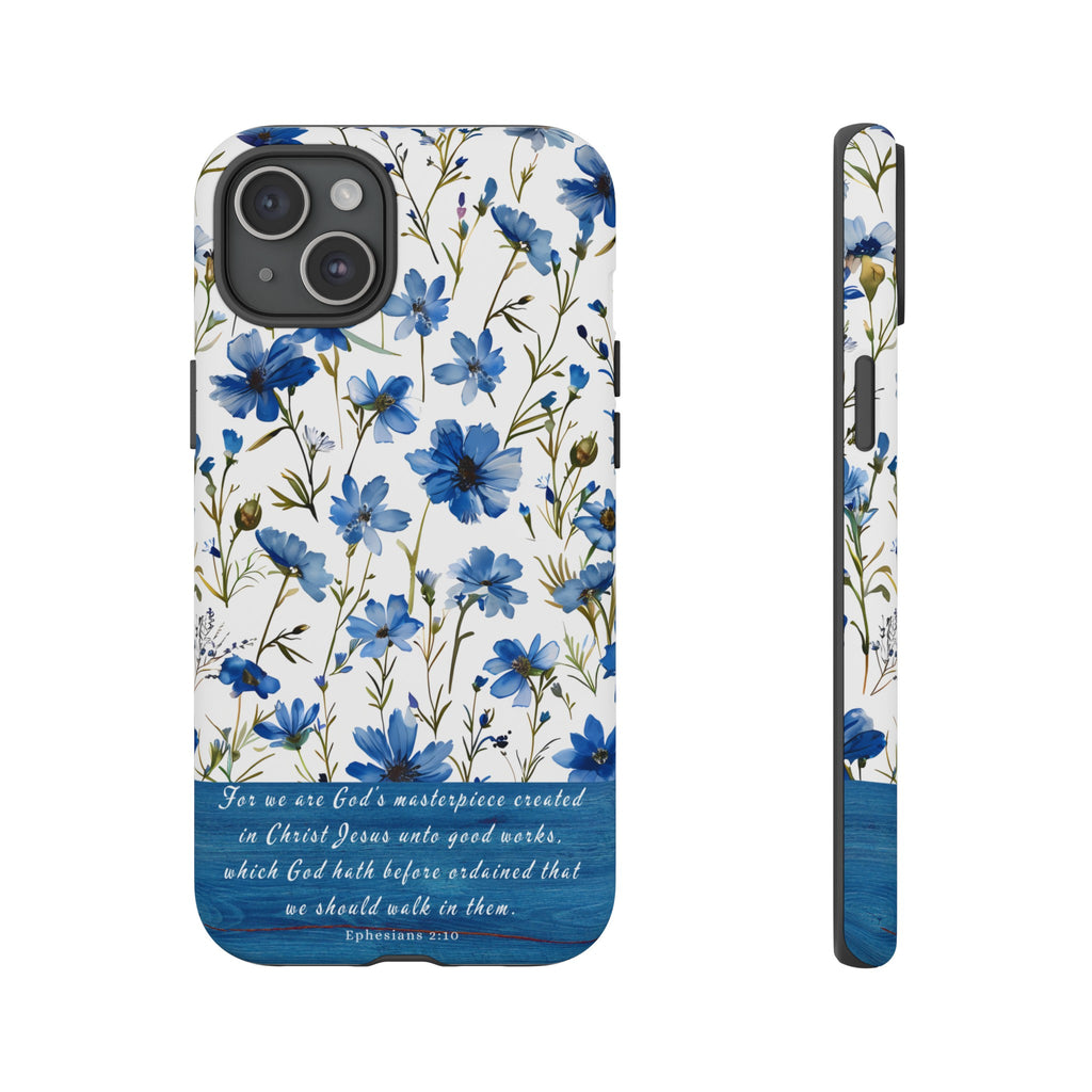 Ephesians 2:10 God's Masterpiece Christian Floral Pattern Phone Case Christian Religious Gifts iPhone Samsung Galaxy Google Pixel Phone Case