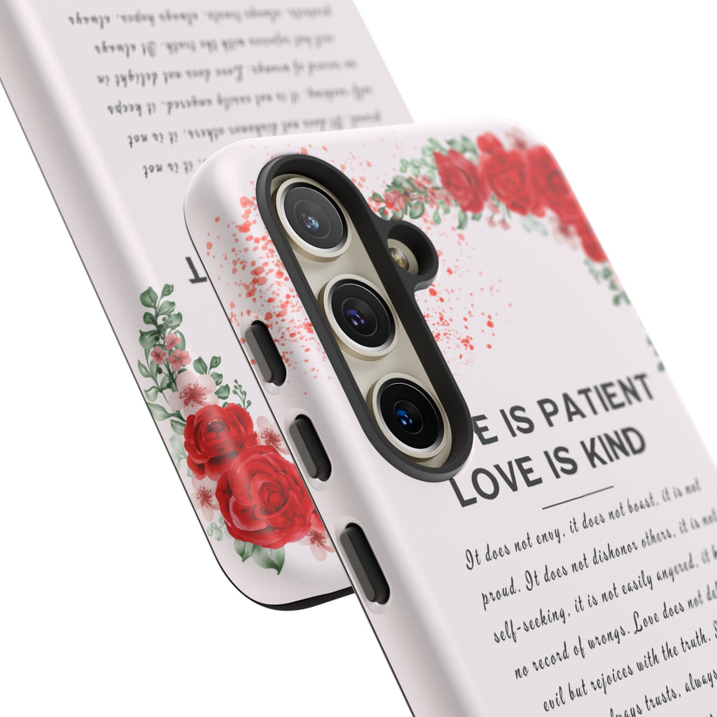 Love Is Patient Love Is Kind 1 Corinthians 13 Bible Verse iPhone Samsung Galaxy Google Pixel Christian Premium Phone Case