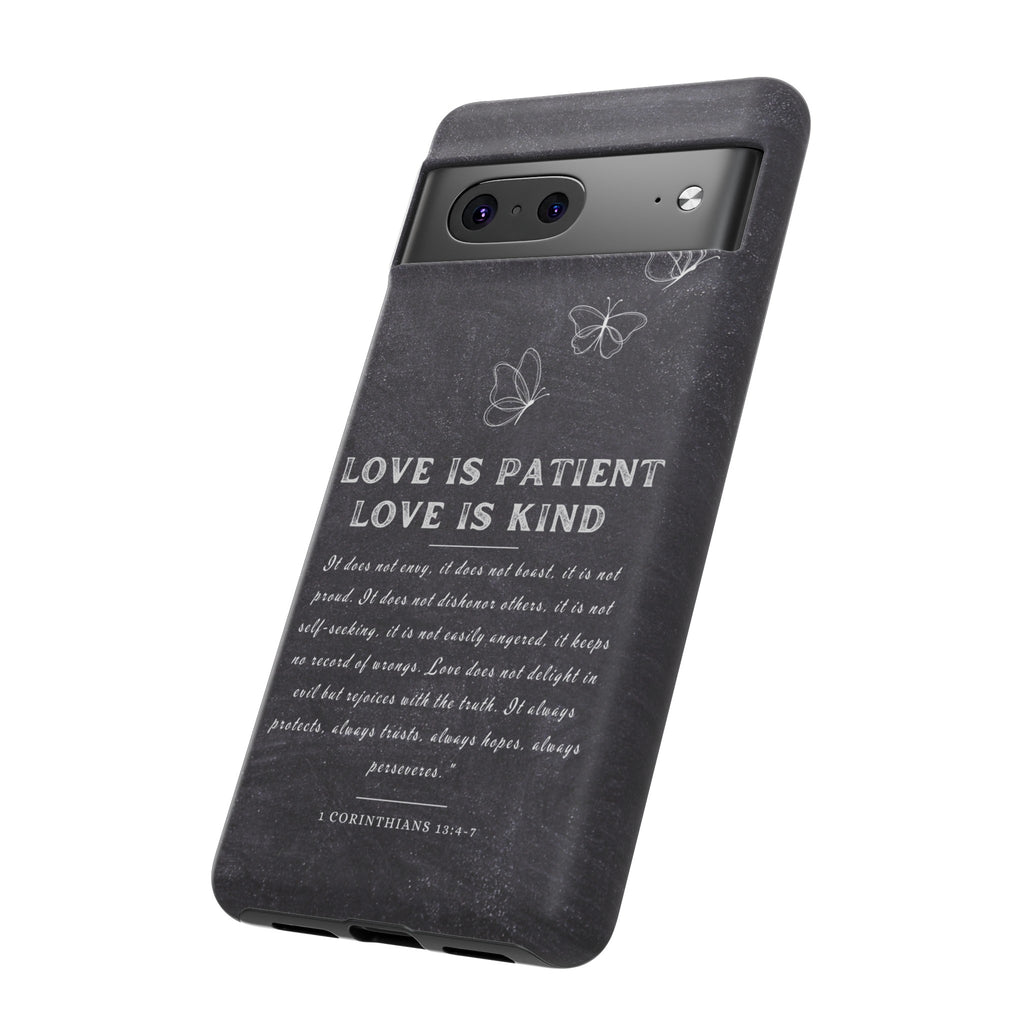 Love Is Patient Love Is Kind 1 Corinthians 13 Bible Verse iPhone Samsung Galaxy Google Pixel Christian Premium Phone Case