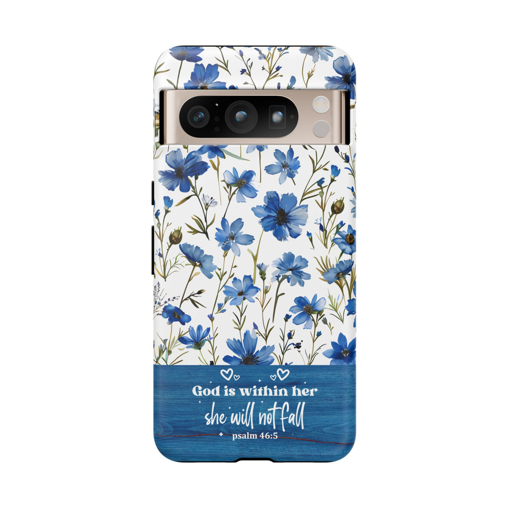 Psalm 46:5 God Is Within Her Christian Floral Pattern Phone Case Christian Religious Gifts iPhone Samsung Galaxy Google Pixel Phone Case